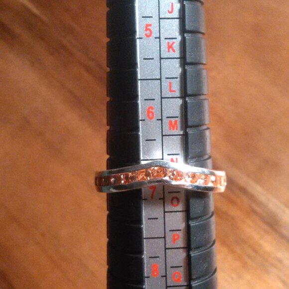 Simulated Champagne Color Diamond Sterling Silver Wishbone Ring (Size 7) - Picture 4 of 16